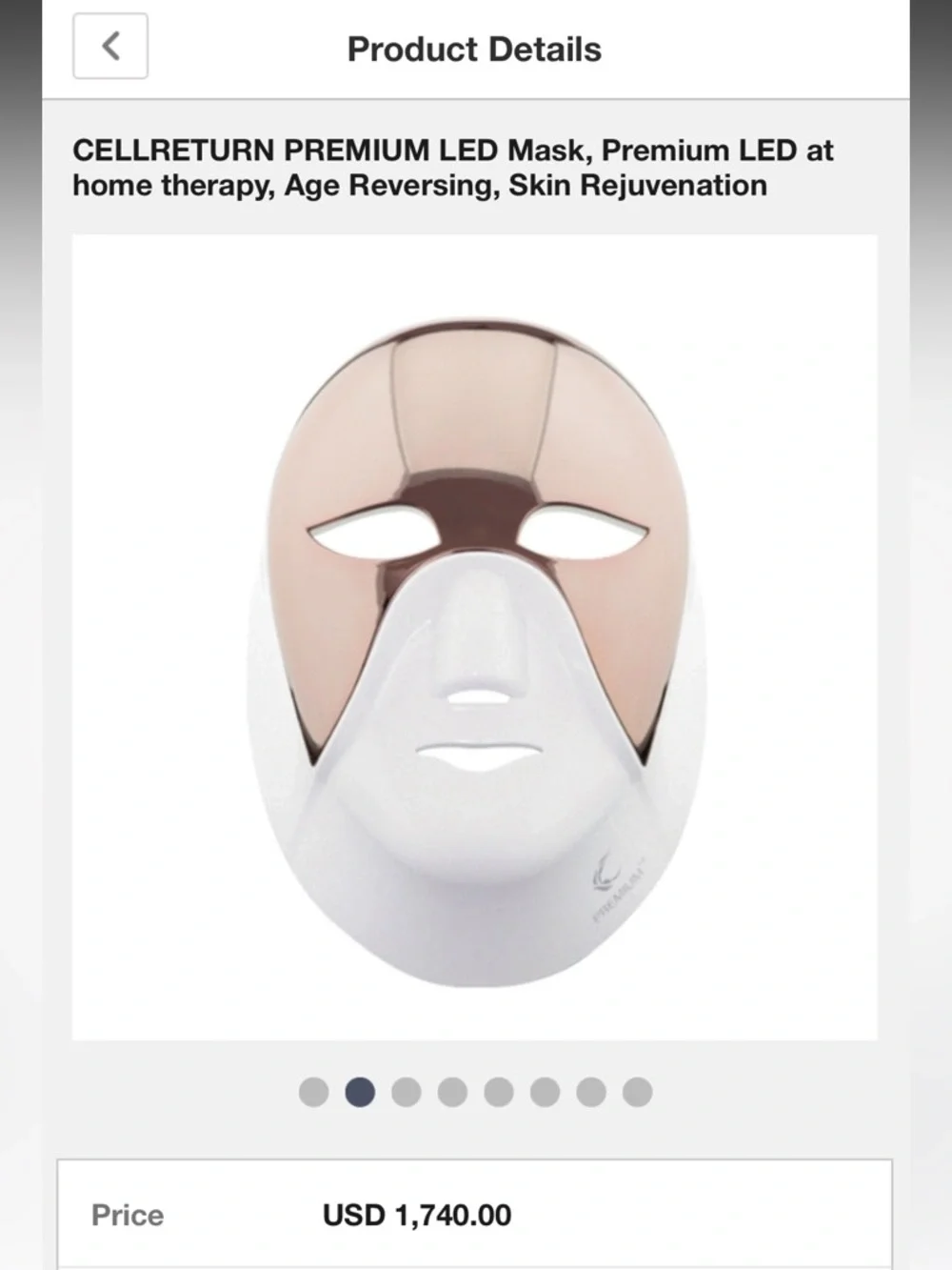 CELLRETURN LED Face Mask - Rose Gold & White